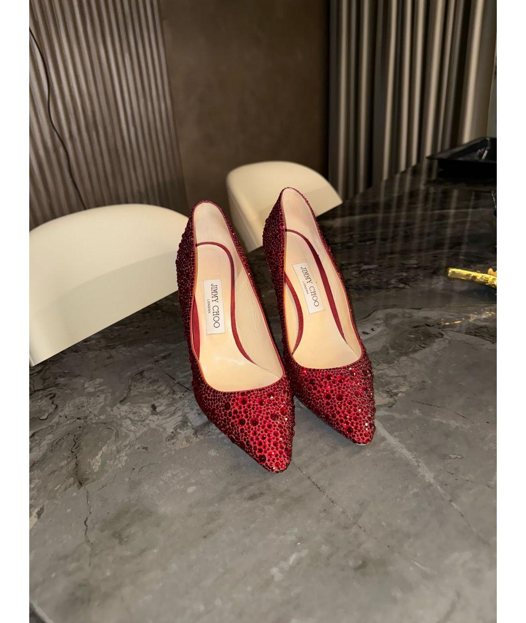 JIMMY CHOO Бордовые кожаные туфли, фото 2