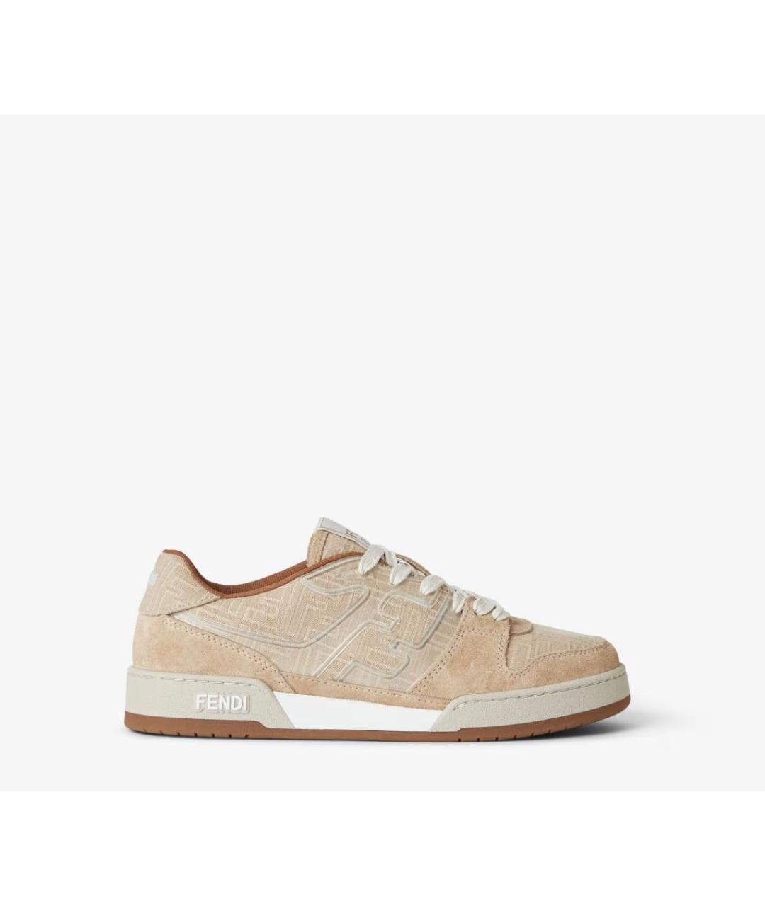 FENDI Бежевые замшевые низкие кроссовки / кеды, фото 5