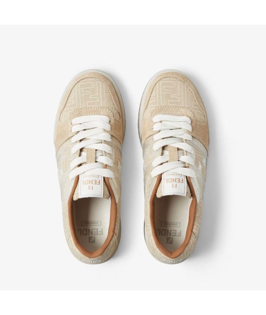 FENDI Бежевые замшевые низкие кроссовки / кеды, фото 3