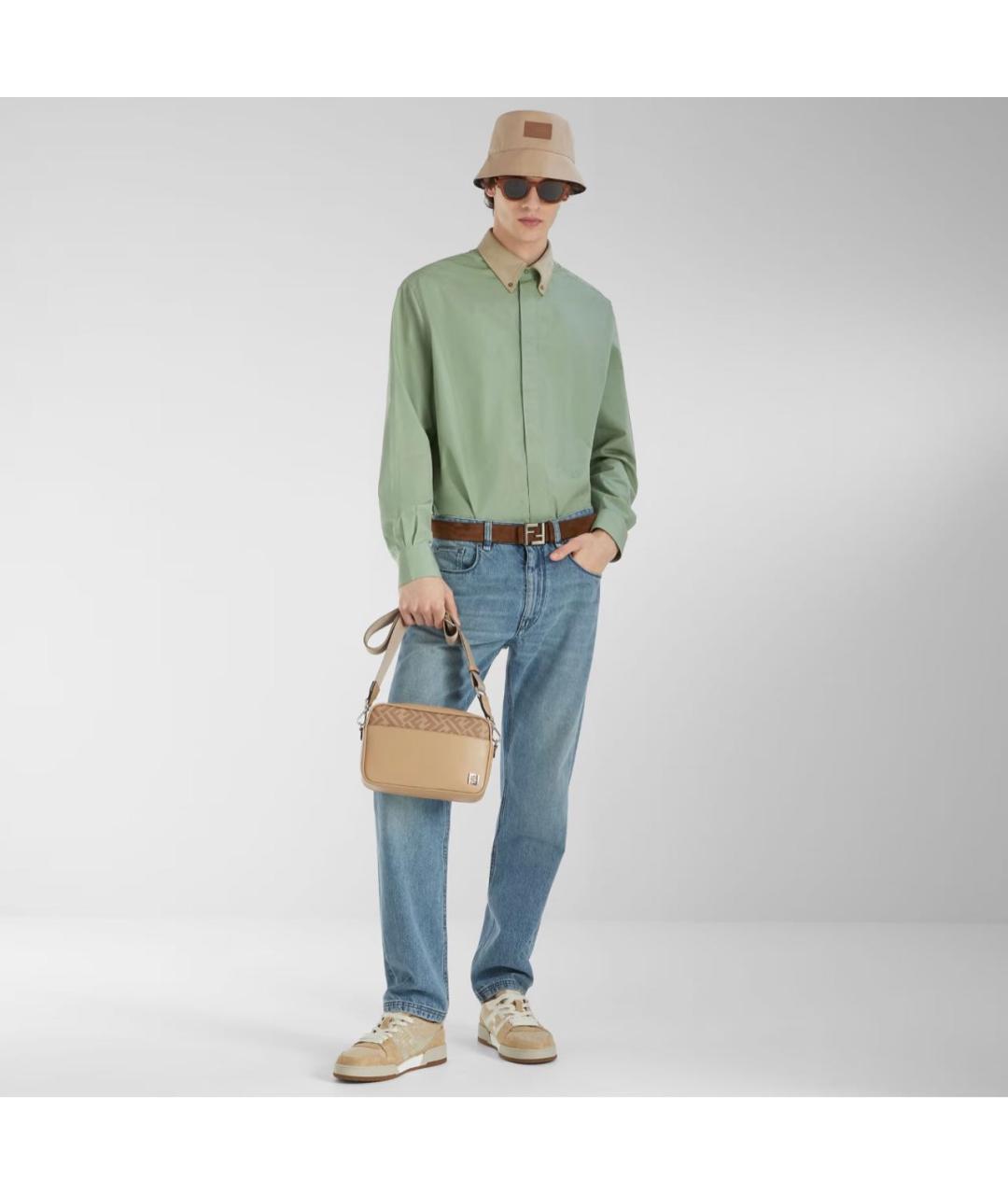 FENDI Бежевые замшевые низкие кроссовки / кеды, фото 4