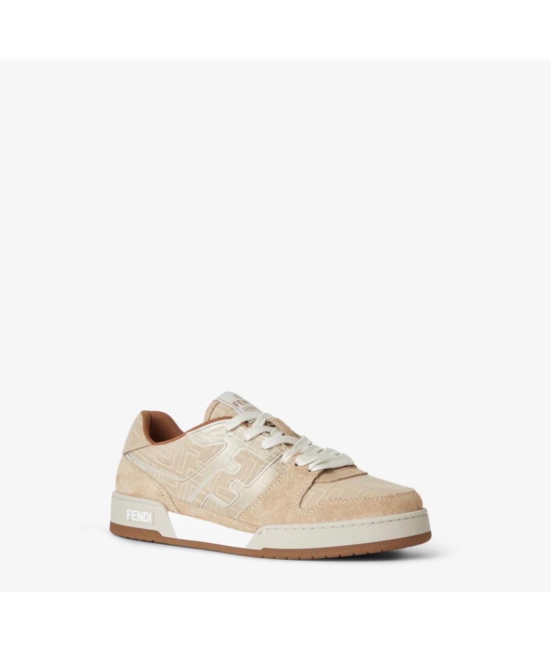 FENDI Бежевые замшевые низкие кроссовки / кеды, фото 2