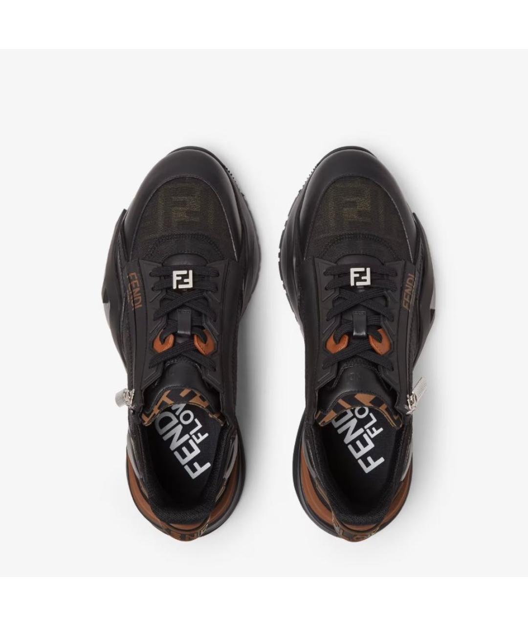 FENDI Коричневые кожаные низкие кроссовки / кеды, фото 4