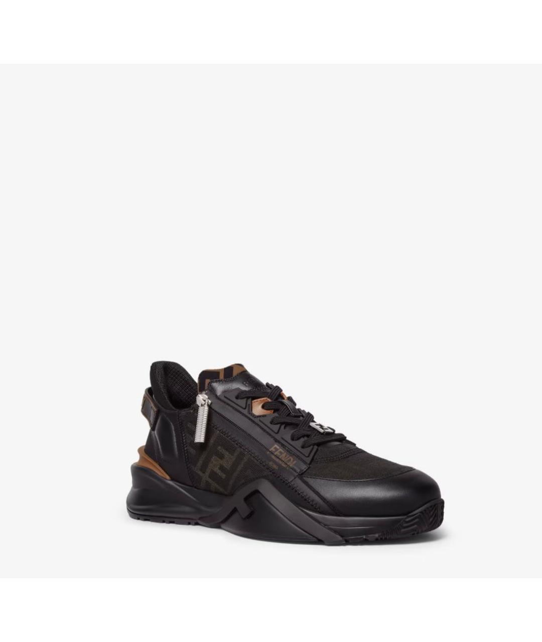 FENDI Коричневые кожаные низкие кроссовки / кеды, фото 2