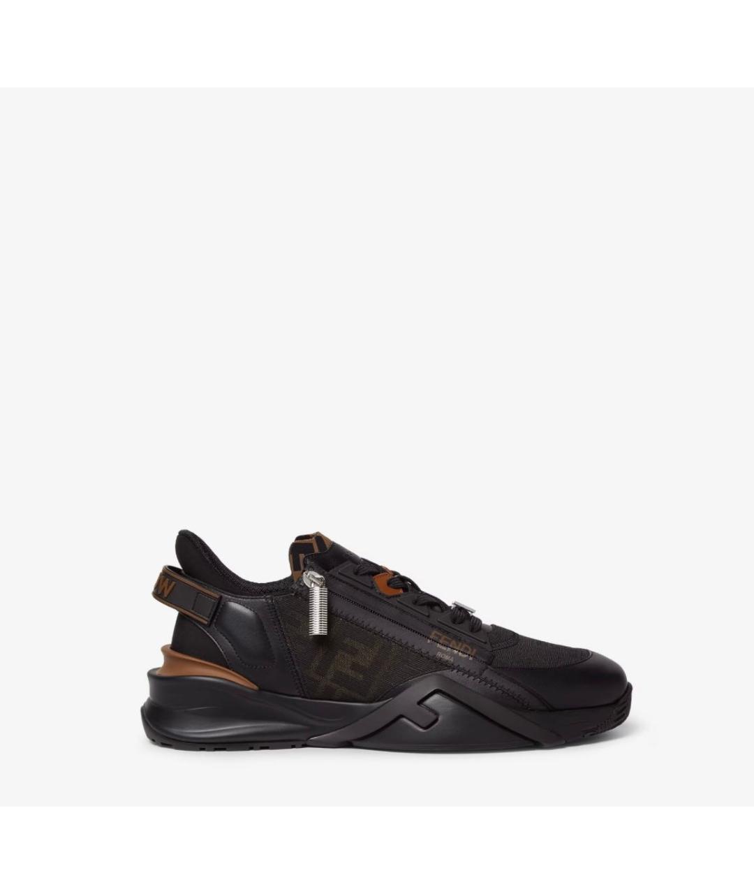 FENDI Коричневые кожаные низкие кроссовки / кеды, фото 7