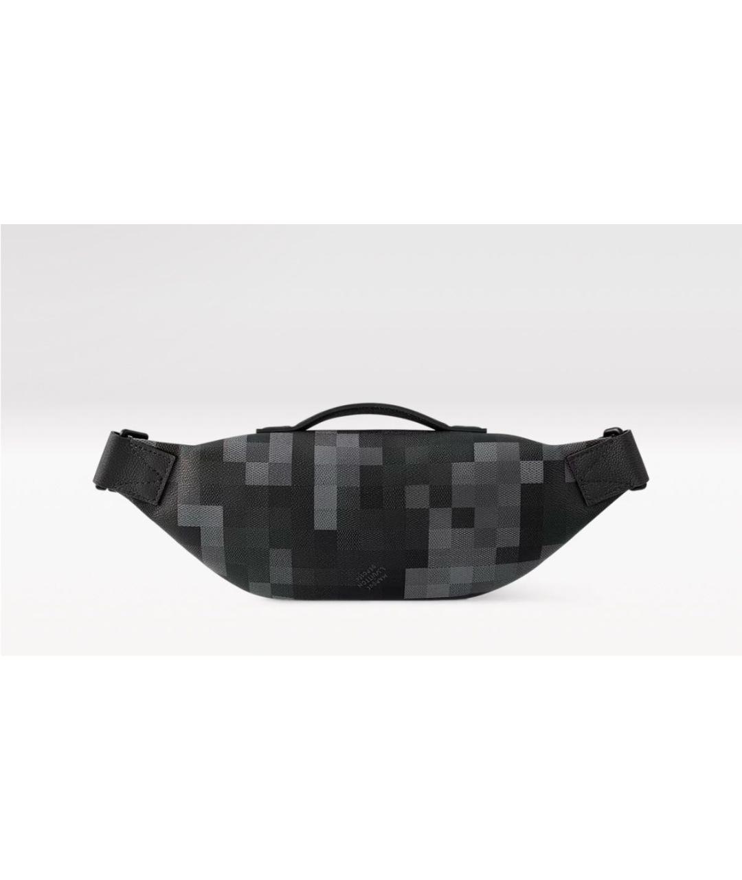 LOUIS VUITTON Антрацитовая тканевая поясная сумка, фото 3