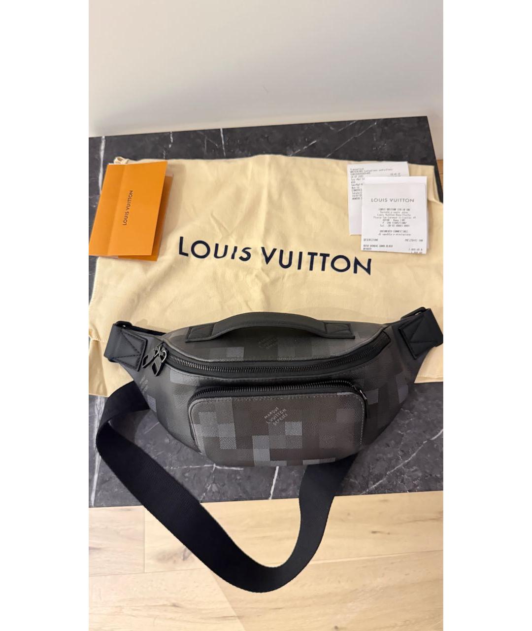 LOUIS VUITTON Антрацитовая тканевая поясная сумка, фото 6