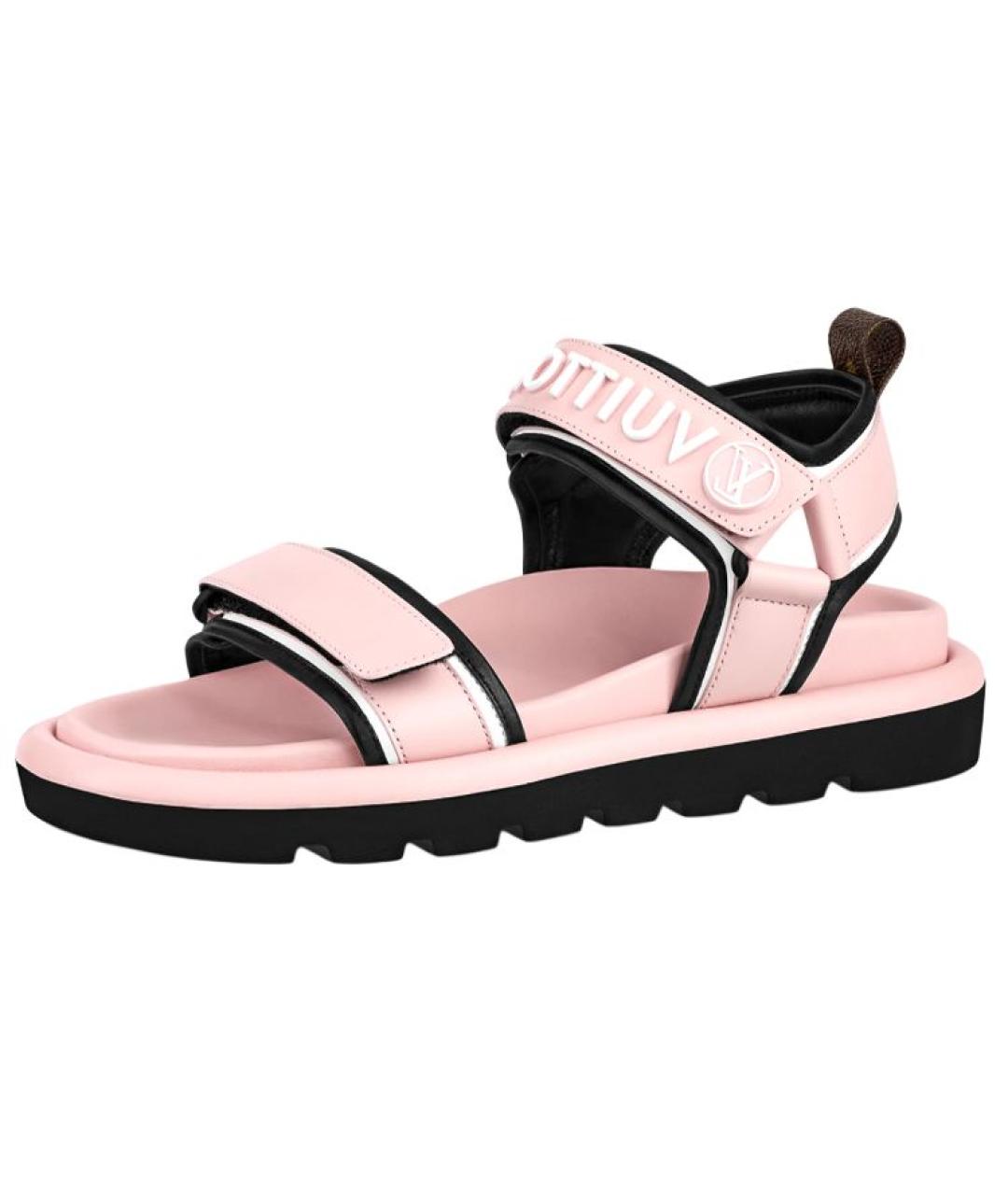 LOUIS VUITTON Розовые кожаные сандалии, фото 2