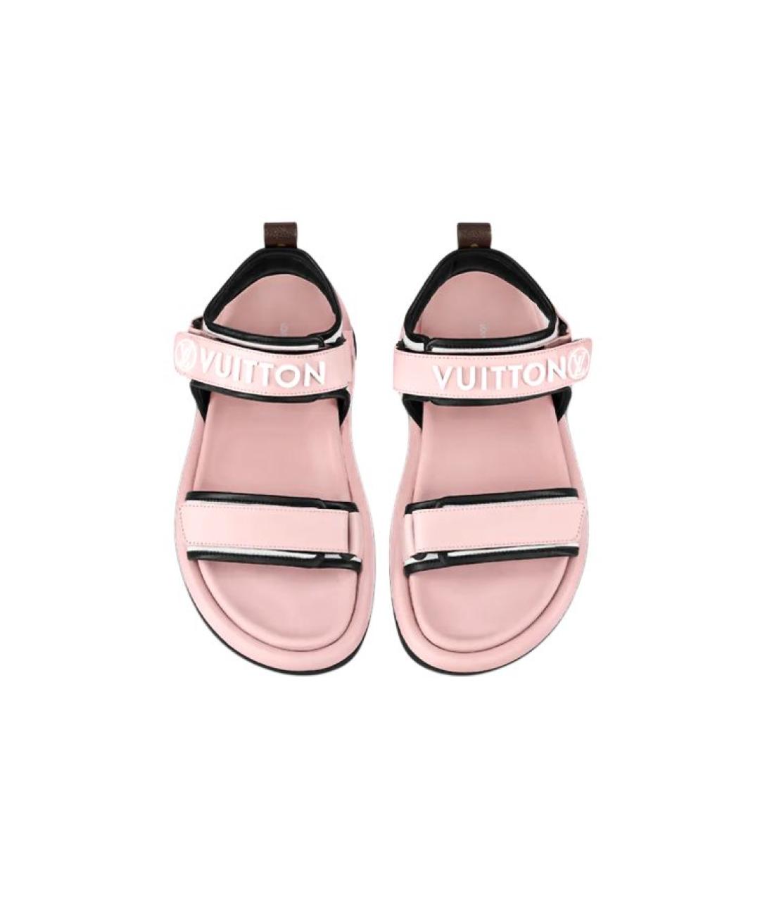 LOUIS VUITTON Розовые кожаные сандалии, фото 5