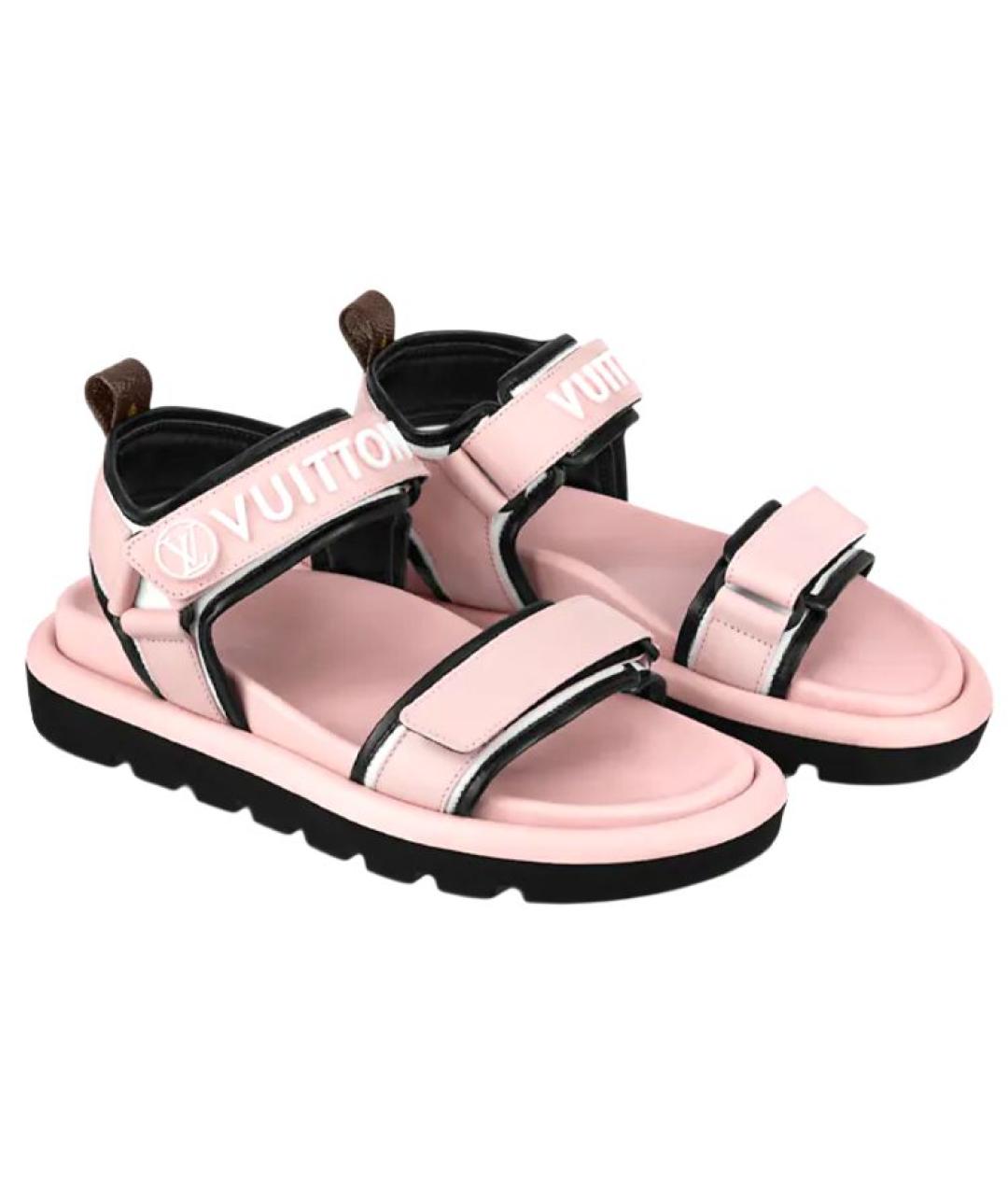 LOUIS VUITTON Розовые кожаные сандалии, фото 4