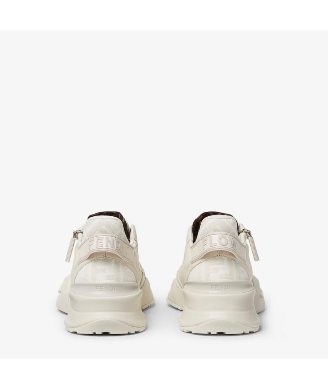 FENDI Бежевые кожаные низкие кроссовки / кеды, фото 3