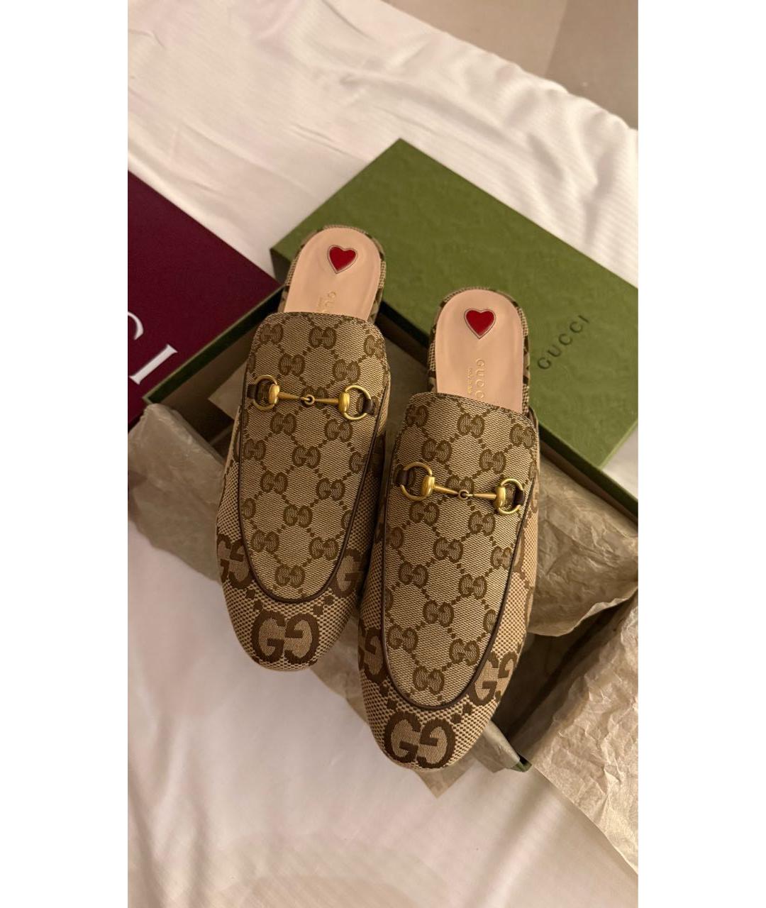 GUCCI Бежевые кожаные мюли, фото 2