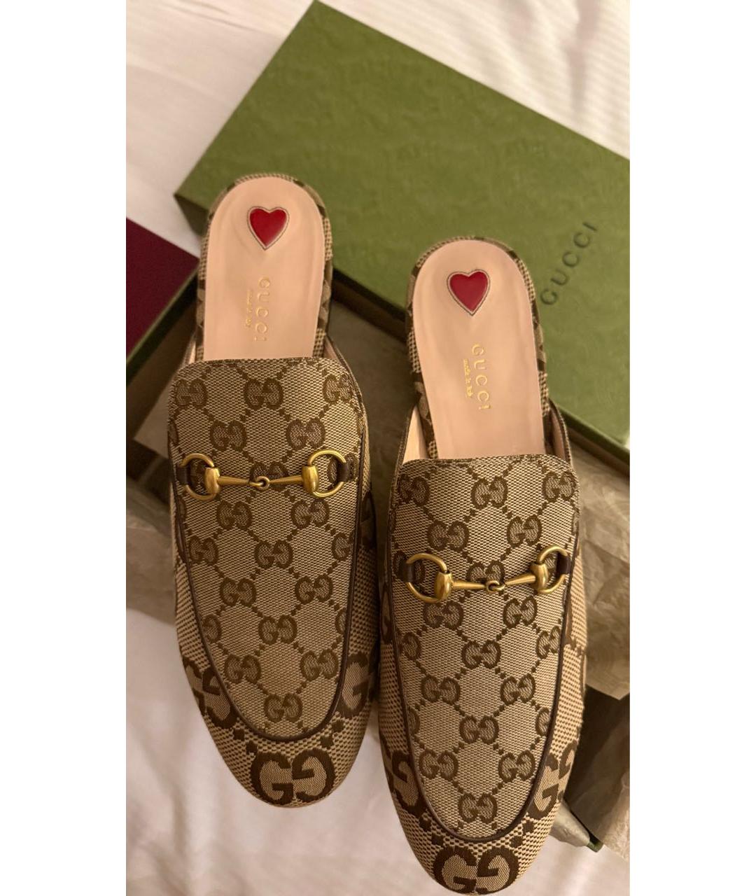 GUCCI Бежевые кожаные мюли, фото 3