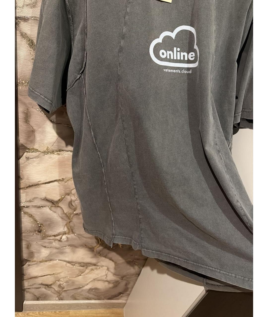 VETEMENTS Серая хлопковая футболка, фото 4