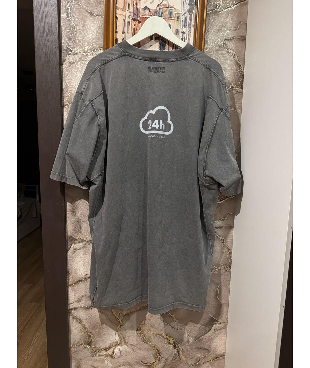 VETEMENTS Серая хлопковая футболка, фото 2