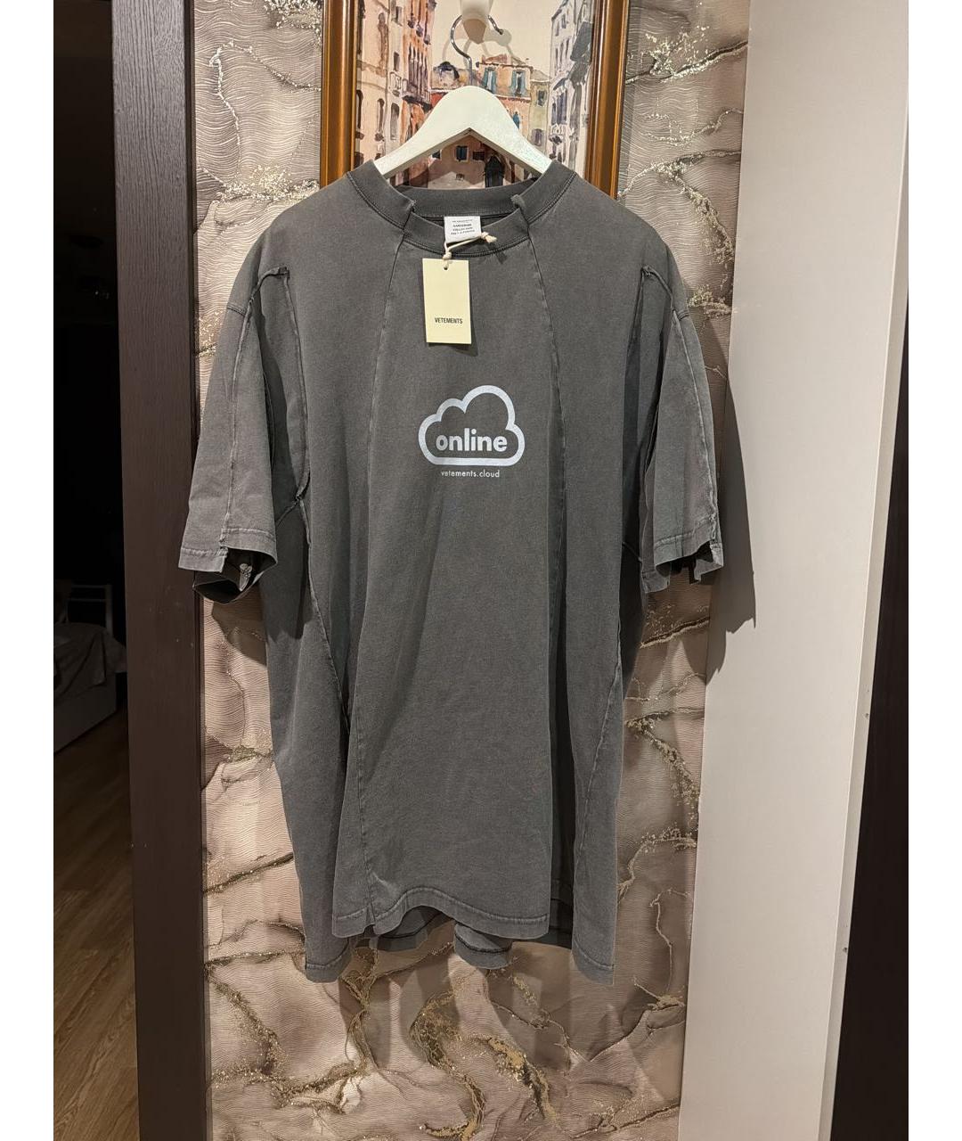 VETEMENTS Серая хлопковая футболка, фото 9