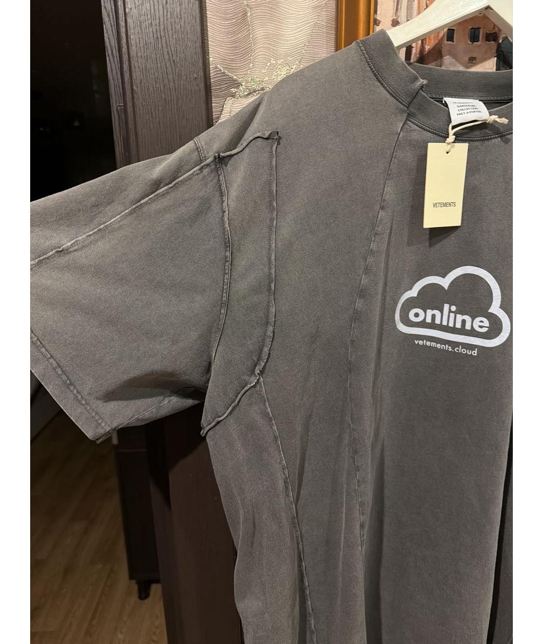 VETEMENTS Серая хлопковая футболка, фото 3