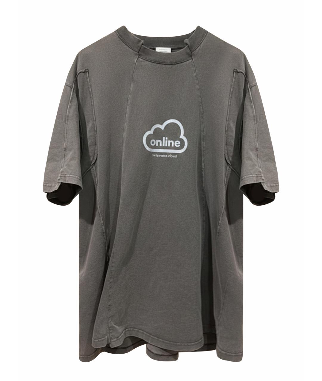 VETEMENTS Серая хлопковая футболка, фото 1