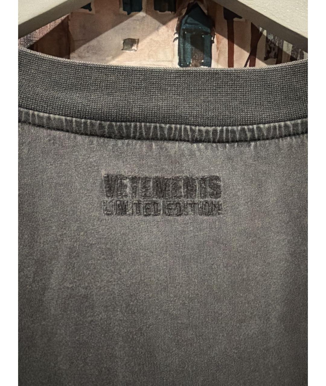 VETEMENTS Серая хлопковая футболка, фото 5
