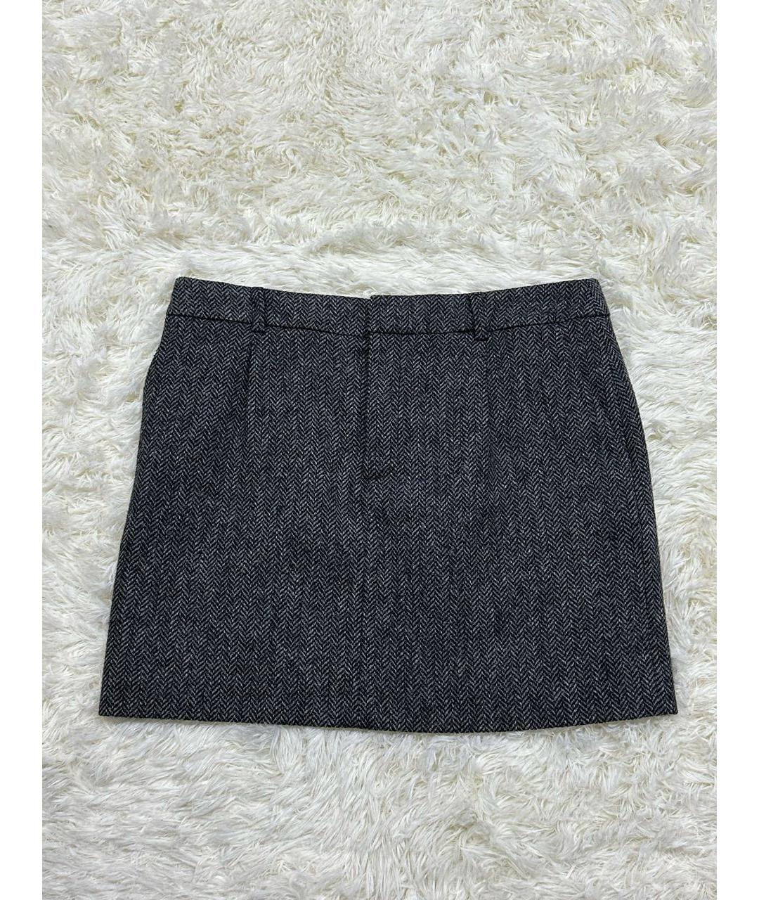 SAINT LAURENT Антрацитовая юбка мини, фото 5