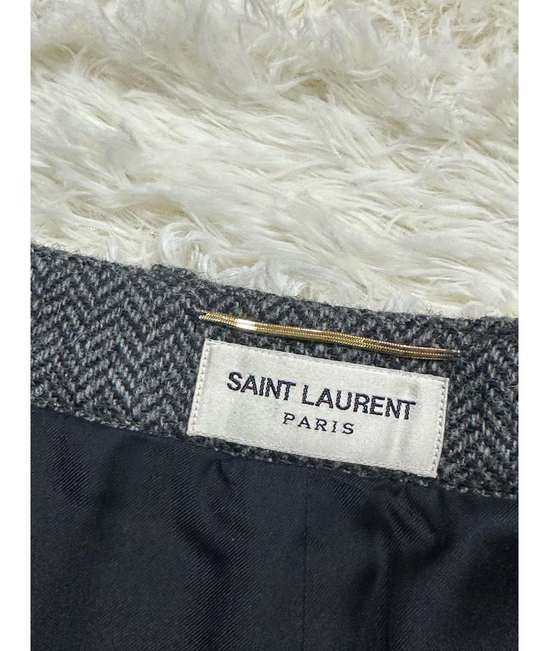 SAINT LAURENT Антрацитовая юбка мини, фото 3