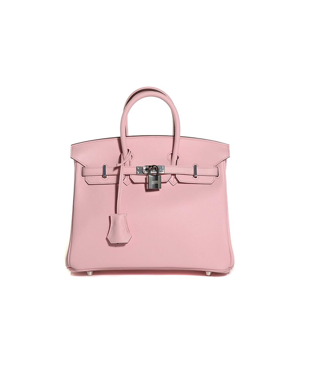 HERMES Розовая кожаная сумка с короткими ручками, фото 1