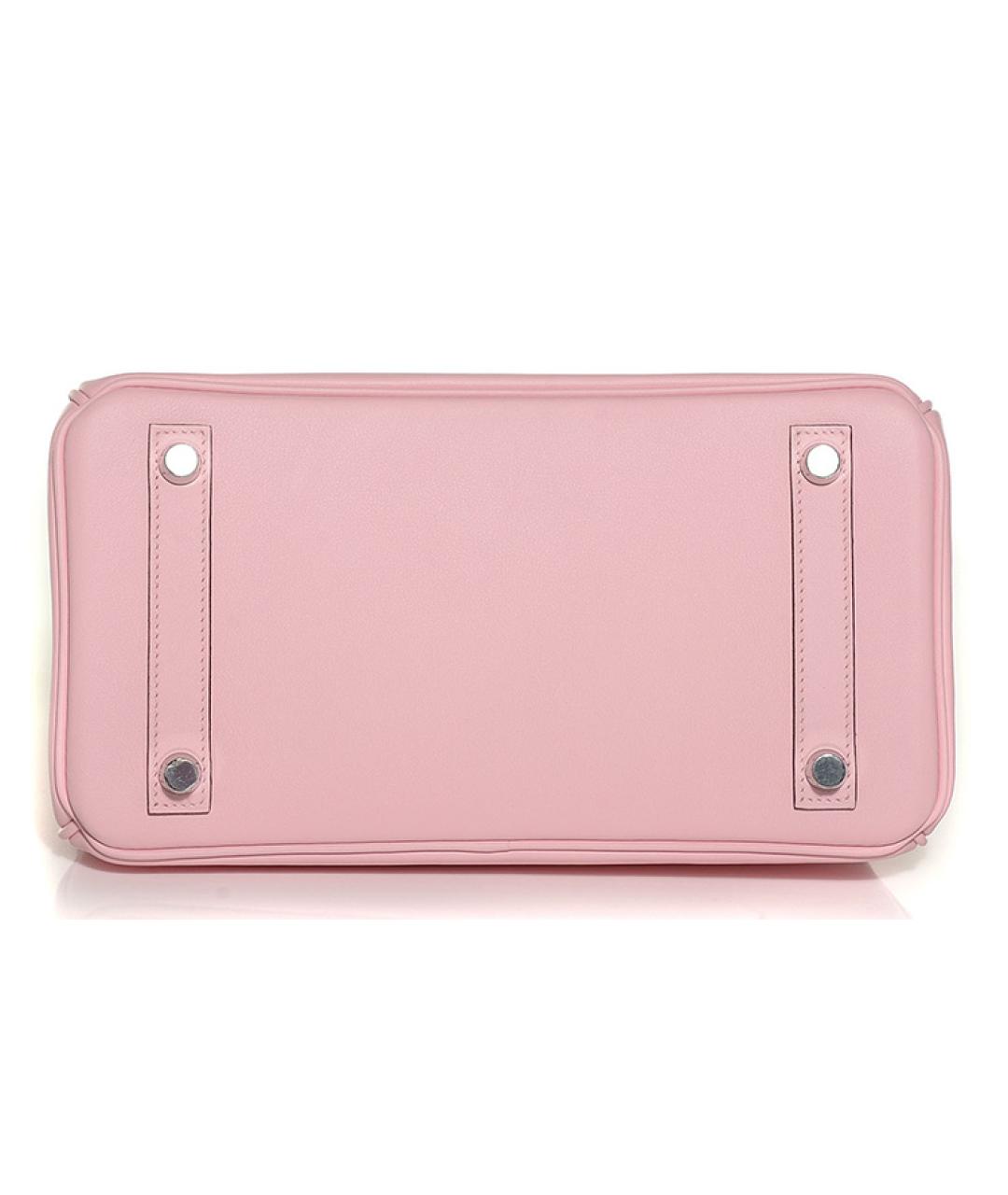 HERMES Розовая кожаная сумка с короткими ручками, фото 4