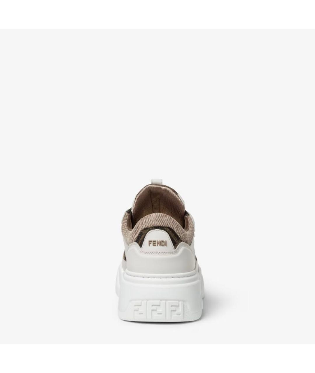 FENDI Белые кожаные низкие кроссовки / кеды, фото 3