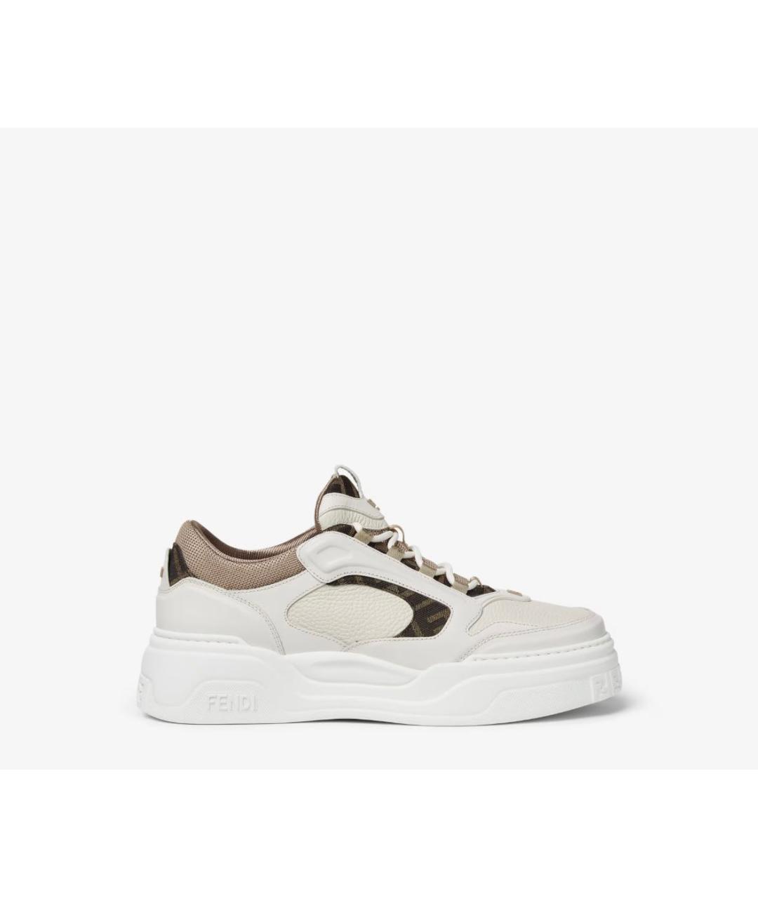 FENDI Белые кожаные низкие кроссовки / кеды, фото 6