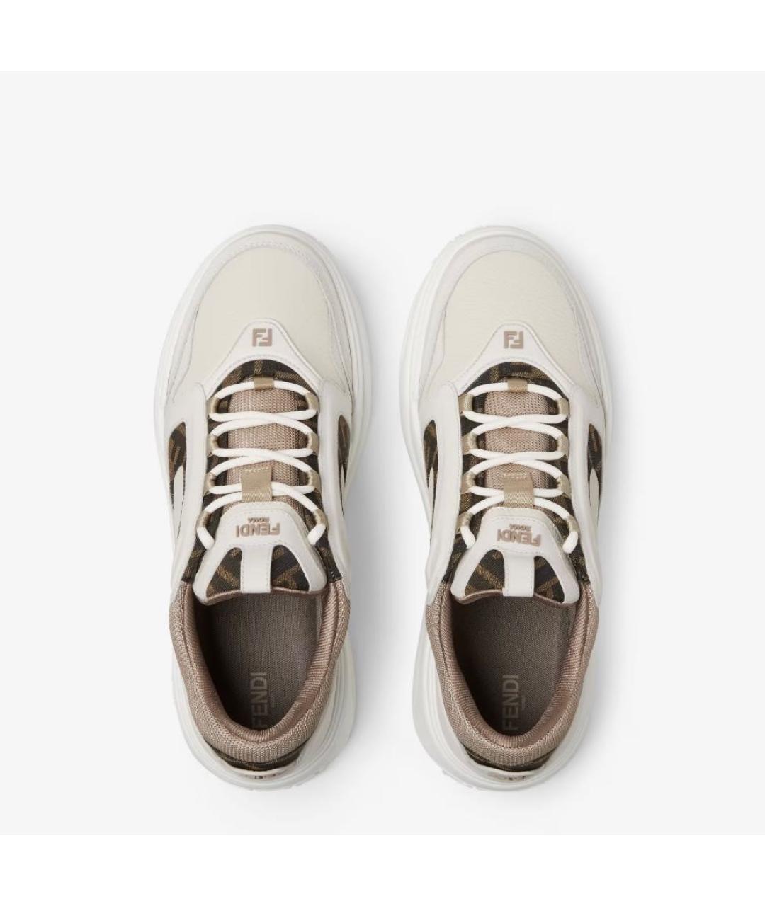 FENDI Белые кожаные низкие кроссовки / кеды, фото 4