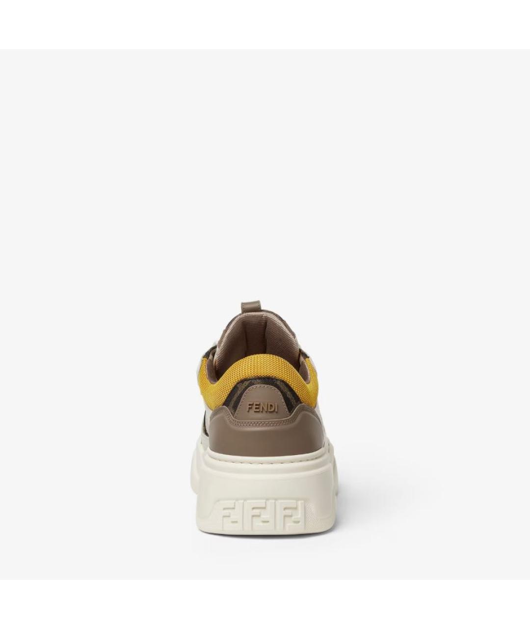 FENDI Бежевые кожаные низкие кроссовки / кеды, фото 3