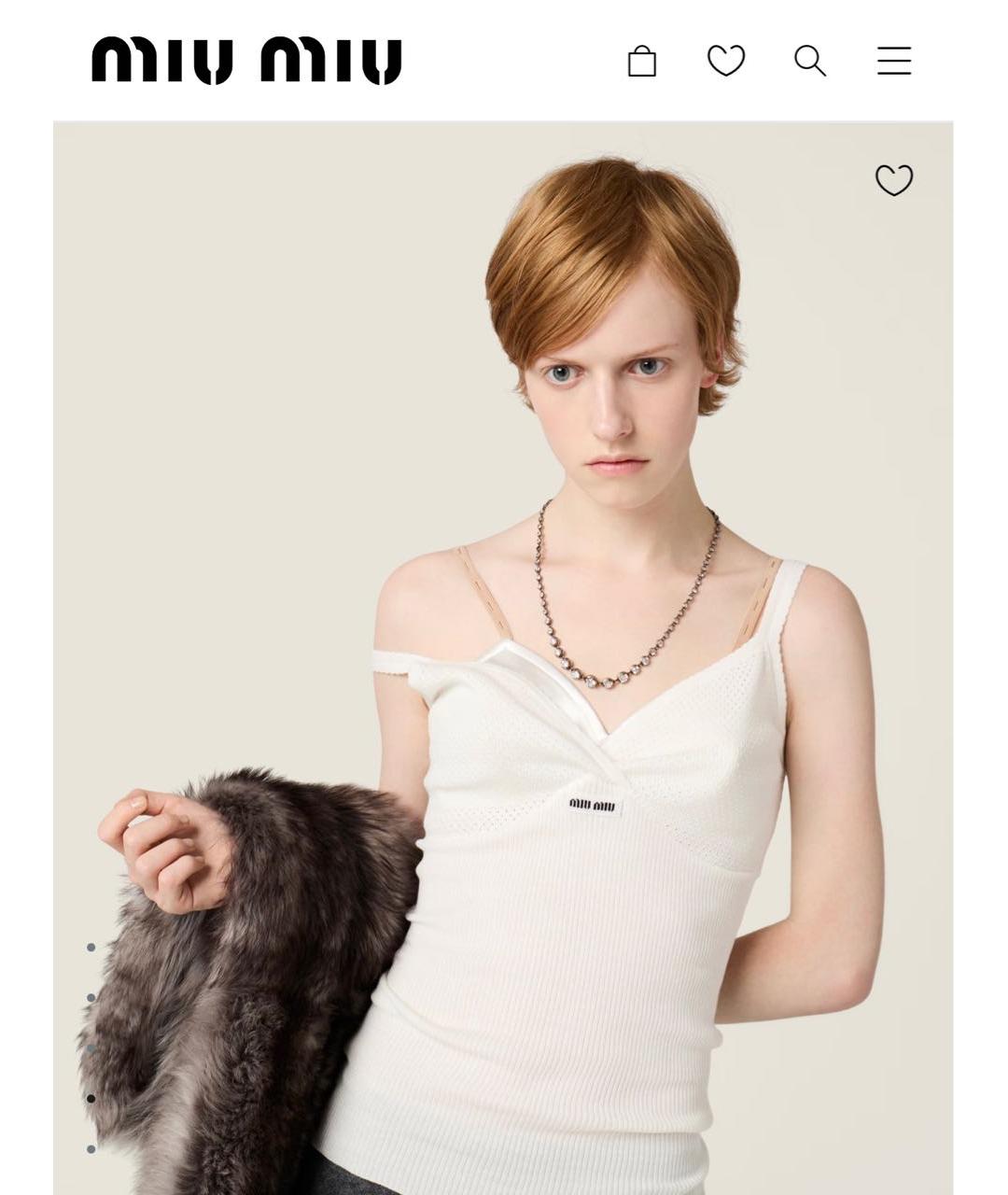 MIU MIU Белая хлопковая майка, фото 4