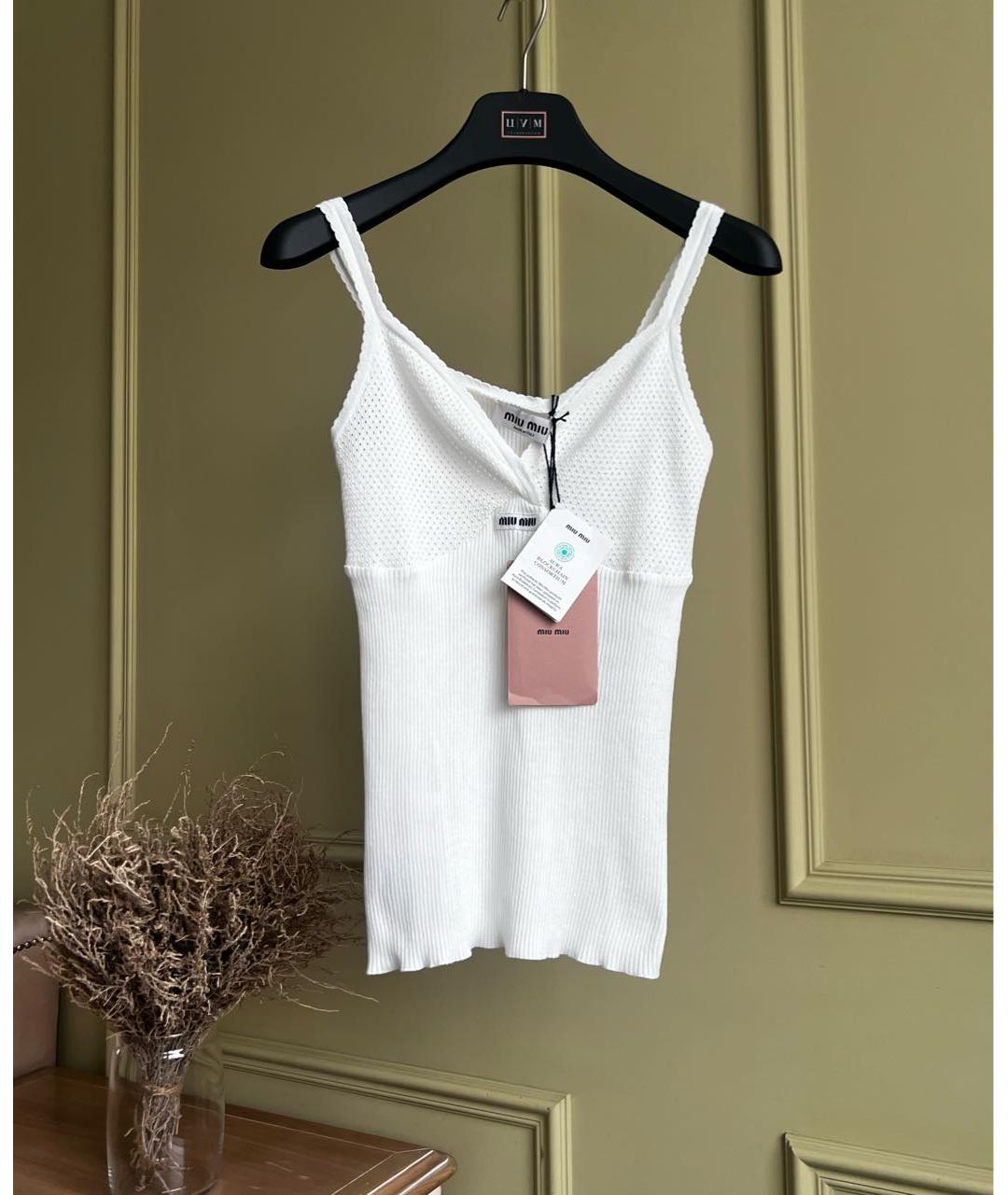 MIU MIU Белая хлопковая майка, фото 2