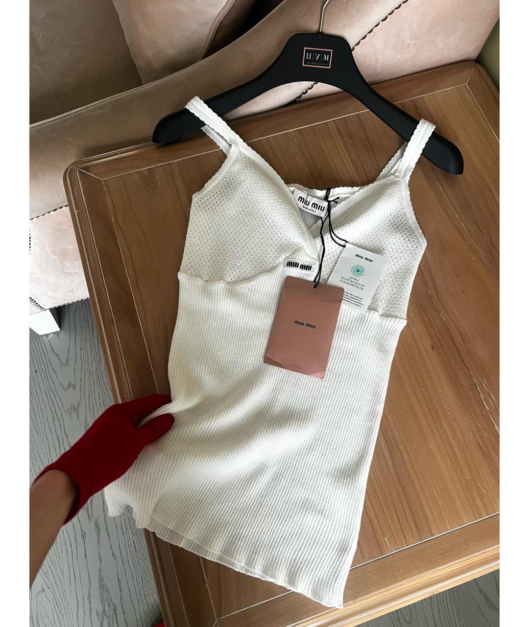 MIU MIU Белая хлопковая майка, фото 6