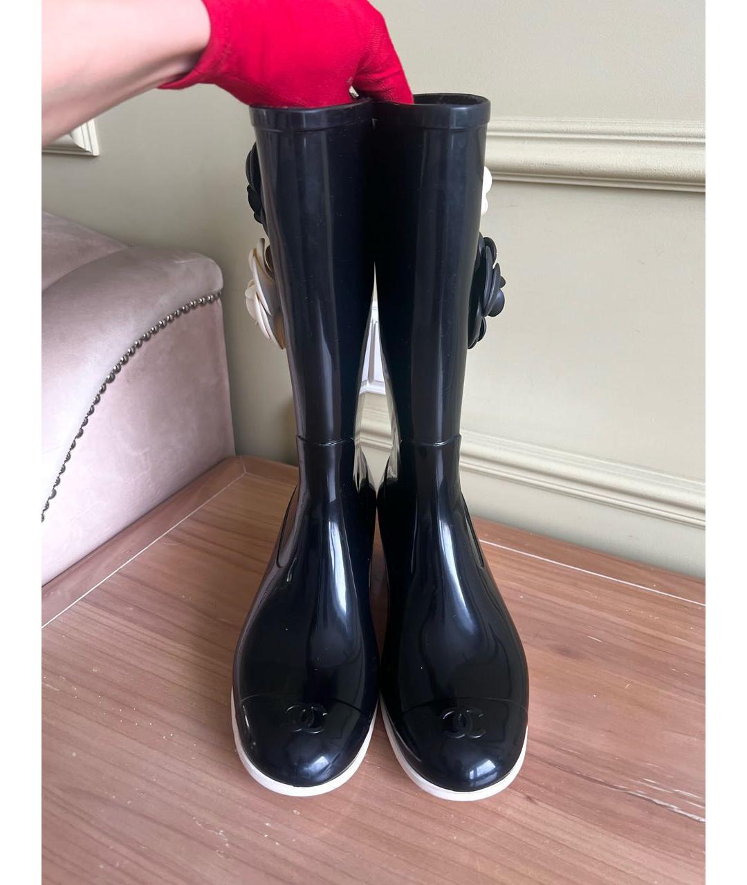 CHANEL Черные резиновые сапоги, фото 5
