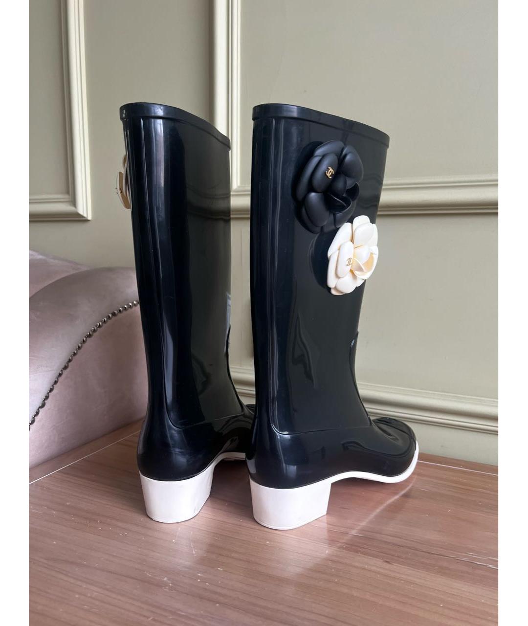 CHANEL Черные резиновые сапоги, фото 6