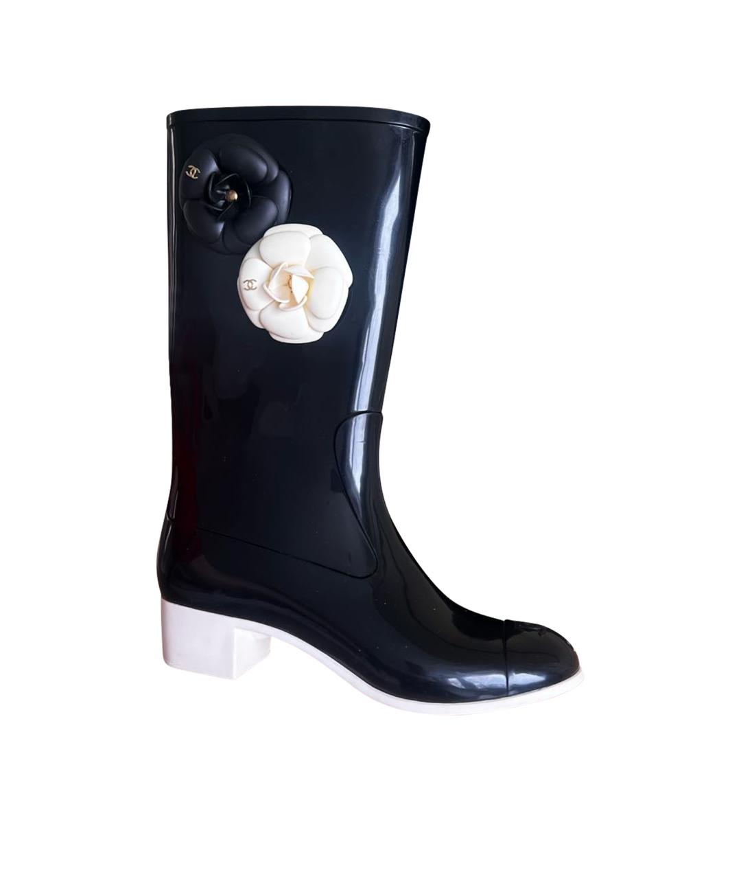 CHANEL Черные резиновые сапоги, фото 7
