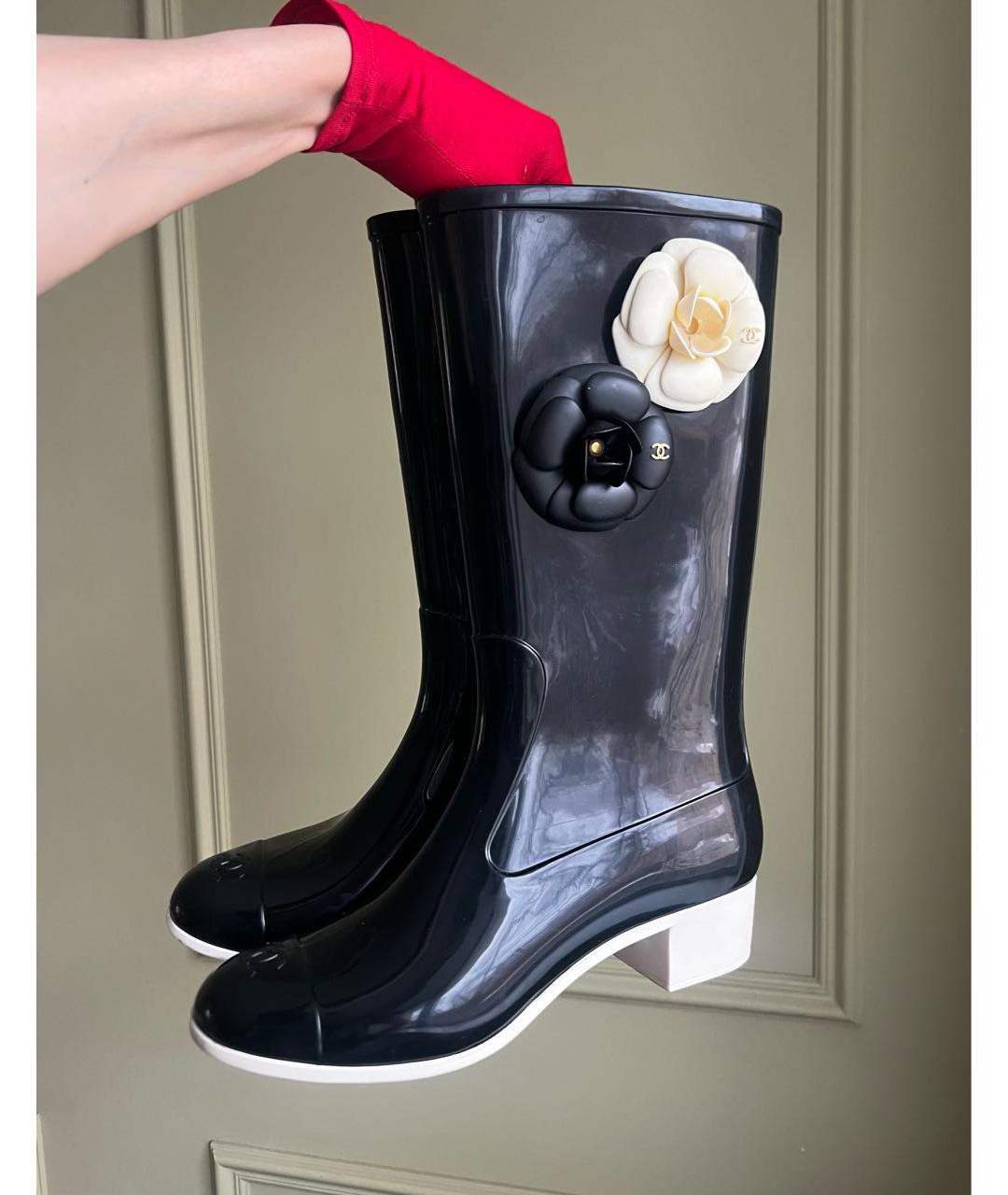 CHANEL Черные резиновые сапоги, фото 4