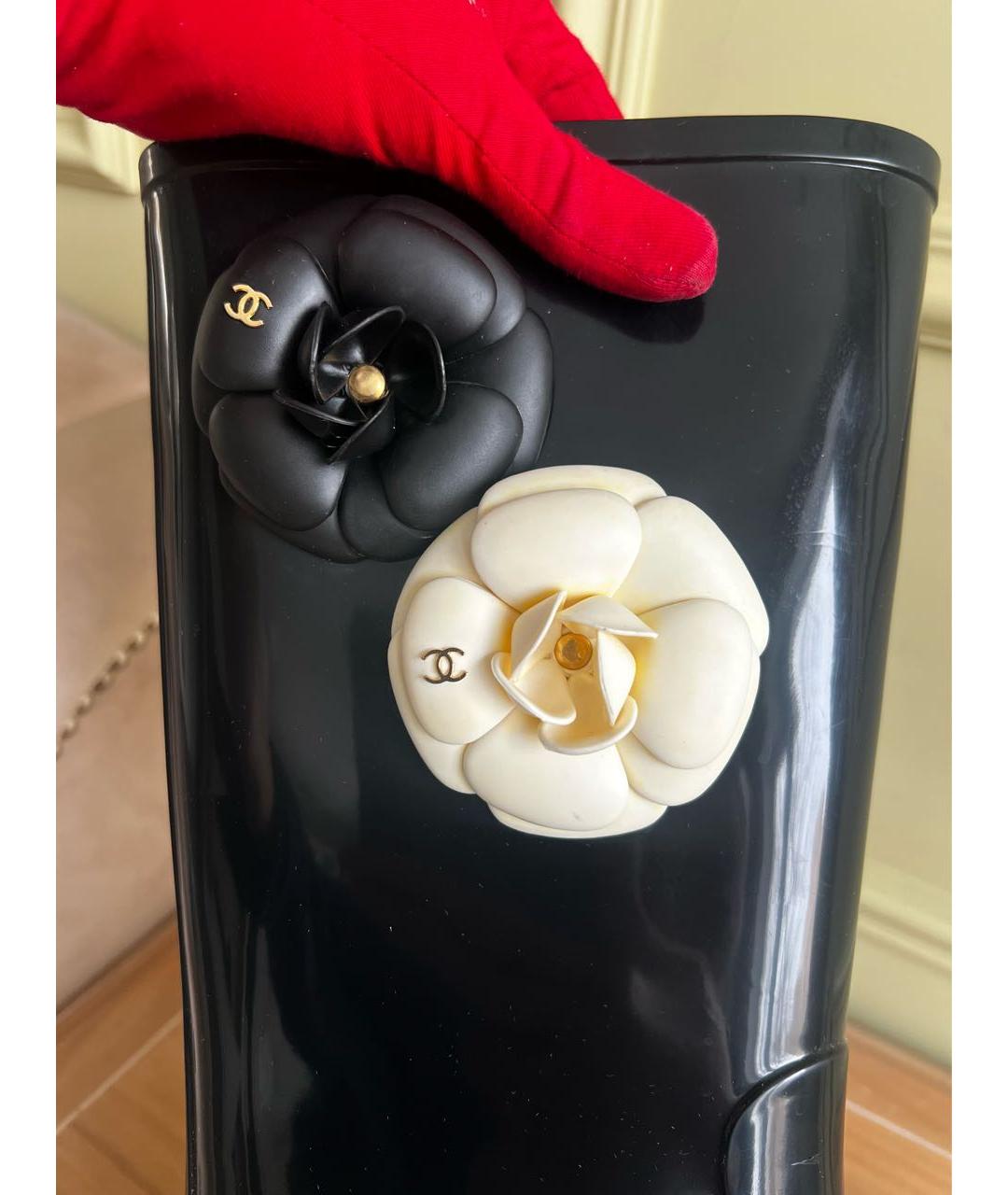 CHANEL Черные резиновые сапоги, фото 3