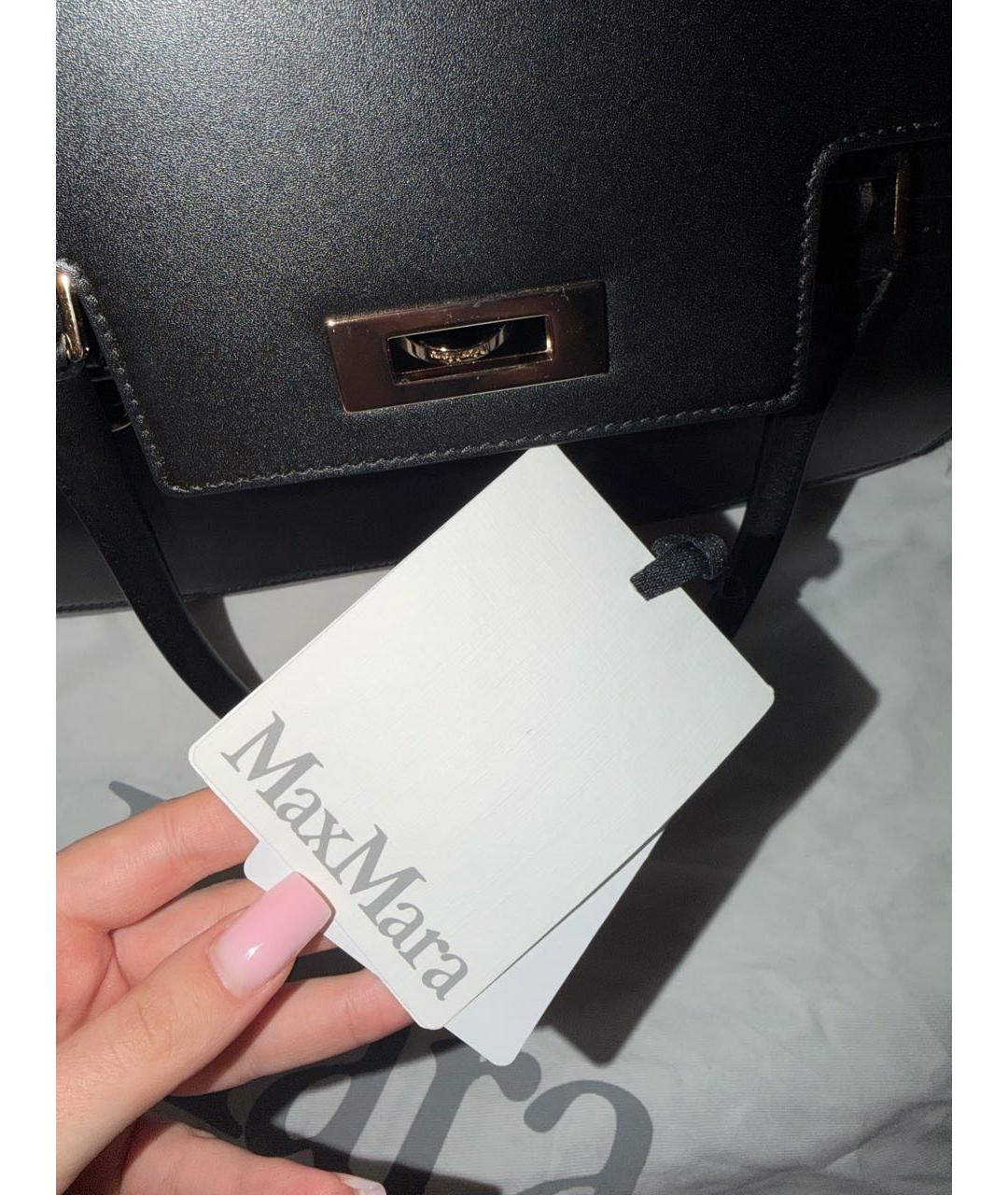 MAX MARA Черная кожаная сумка тоут, фото 6