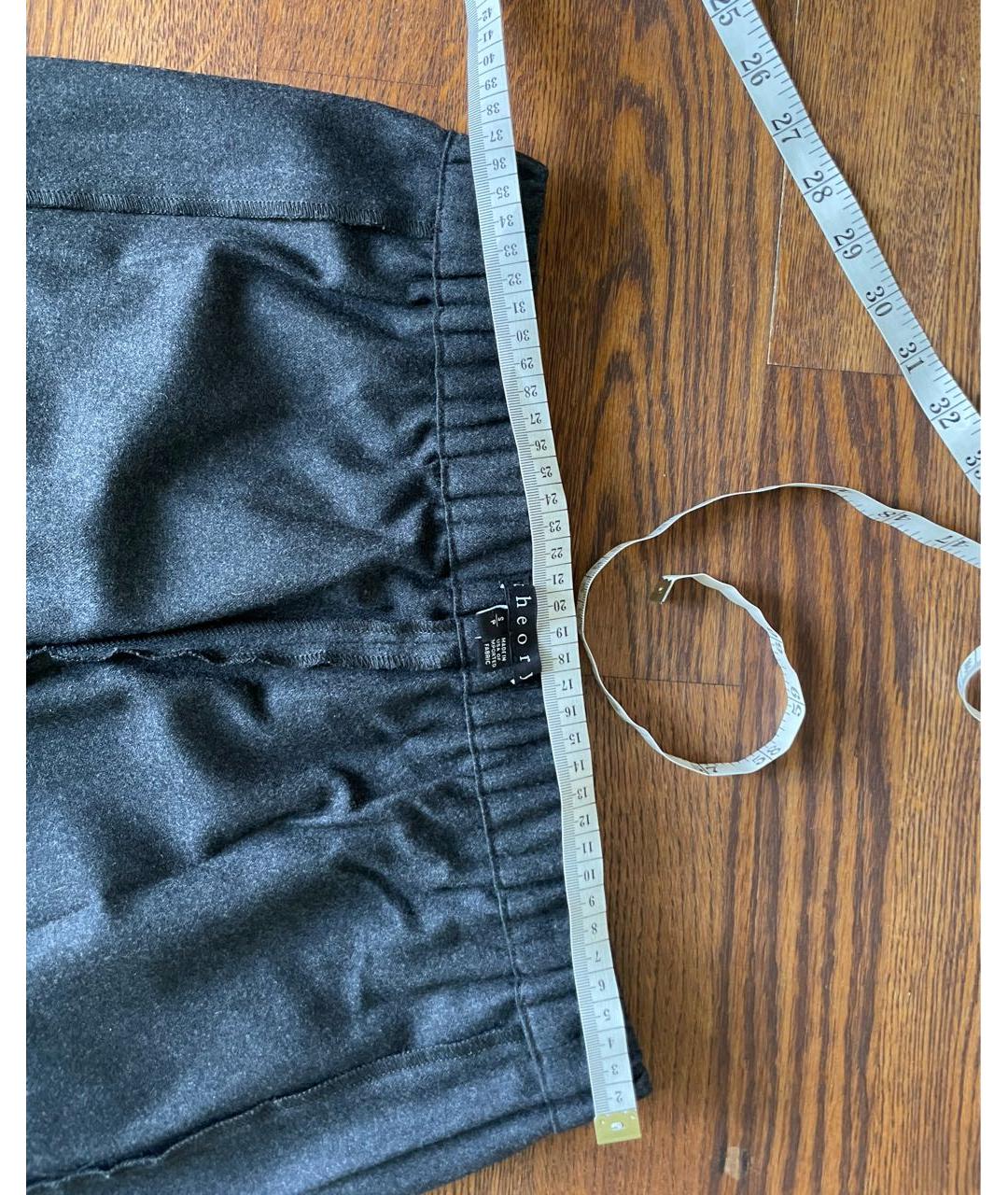 THEORY Серые шерстяные брюки узкие, фото 4