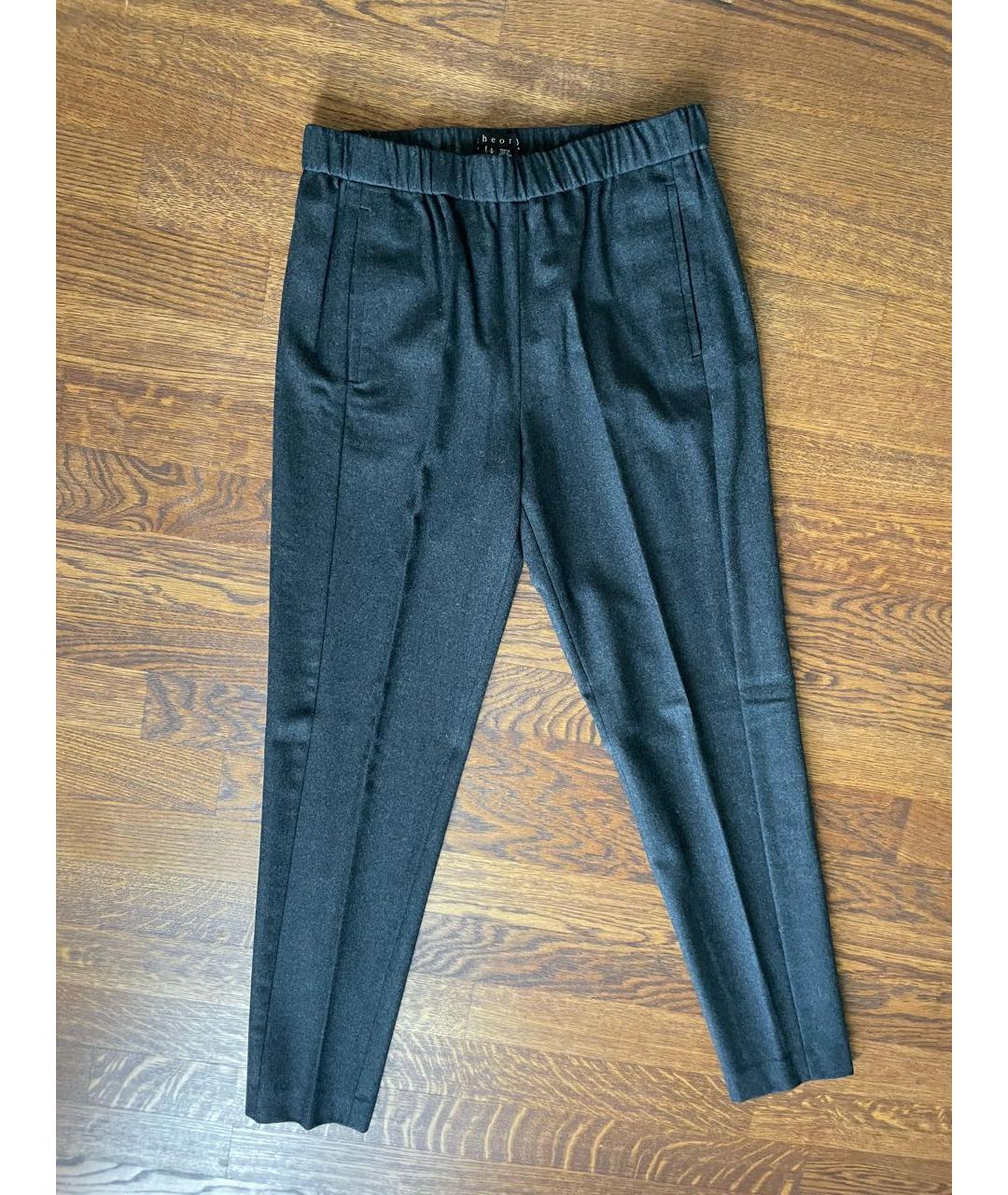 THEORY Серые шерстяные брюки узкие, фото 9