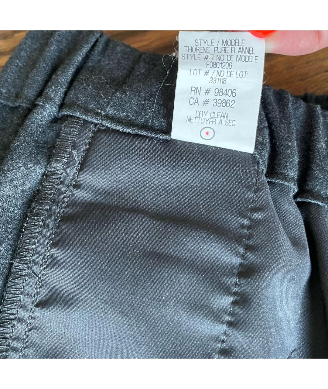 THEORY Серые шерстяные брюки узкие, фото 6
