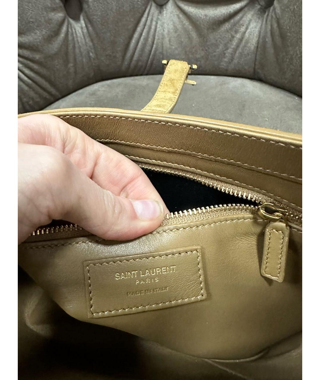 SAINT LAURENT Коричневая жаккардовая сумка с короткими ручками, фото 7
