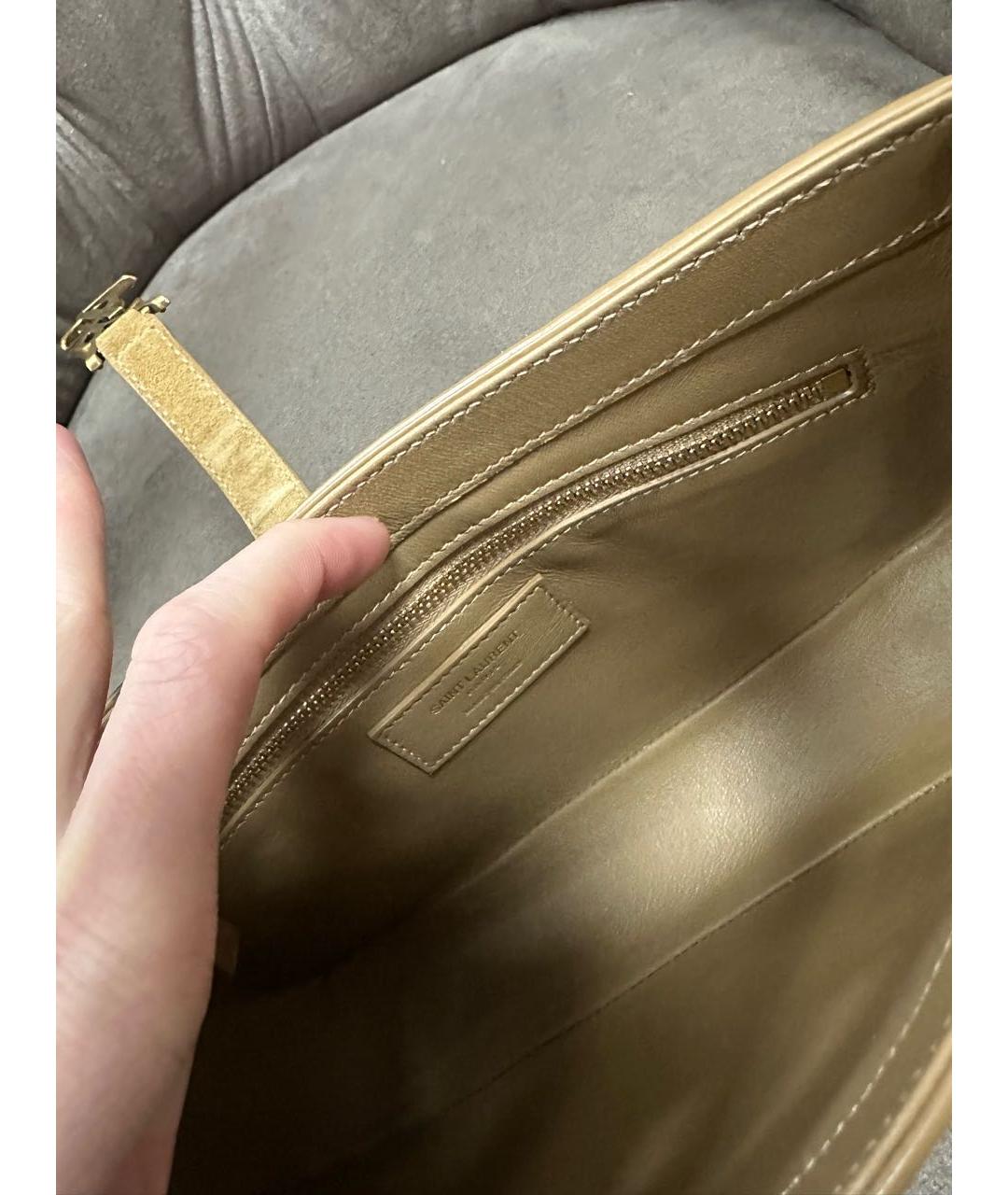 SAINT LAURENT Коричневая жаккардовая сумка с короткими ручками, фото 5