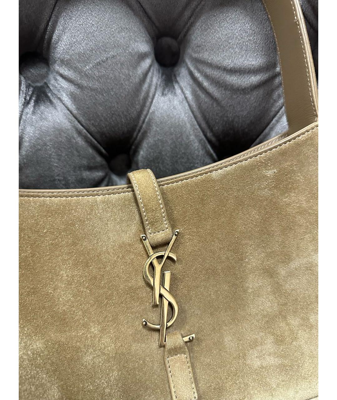 SAINT LAURENT Коричневая жаккардовая сумка с короткими ручками, фото 2