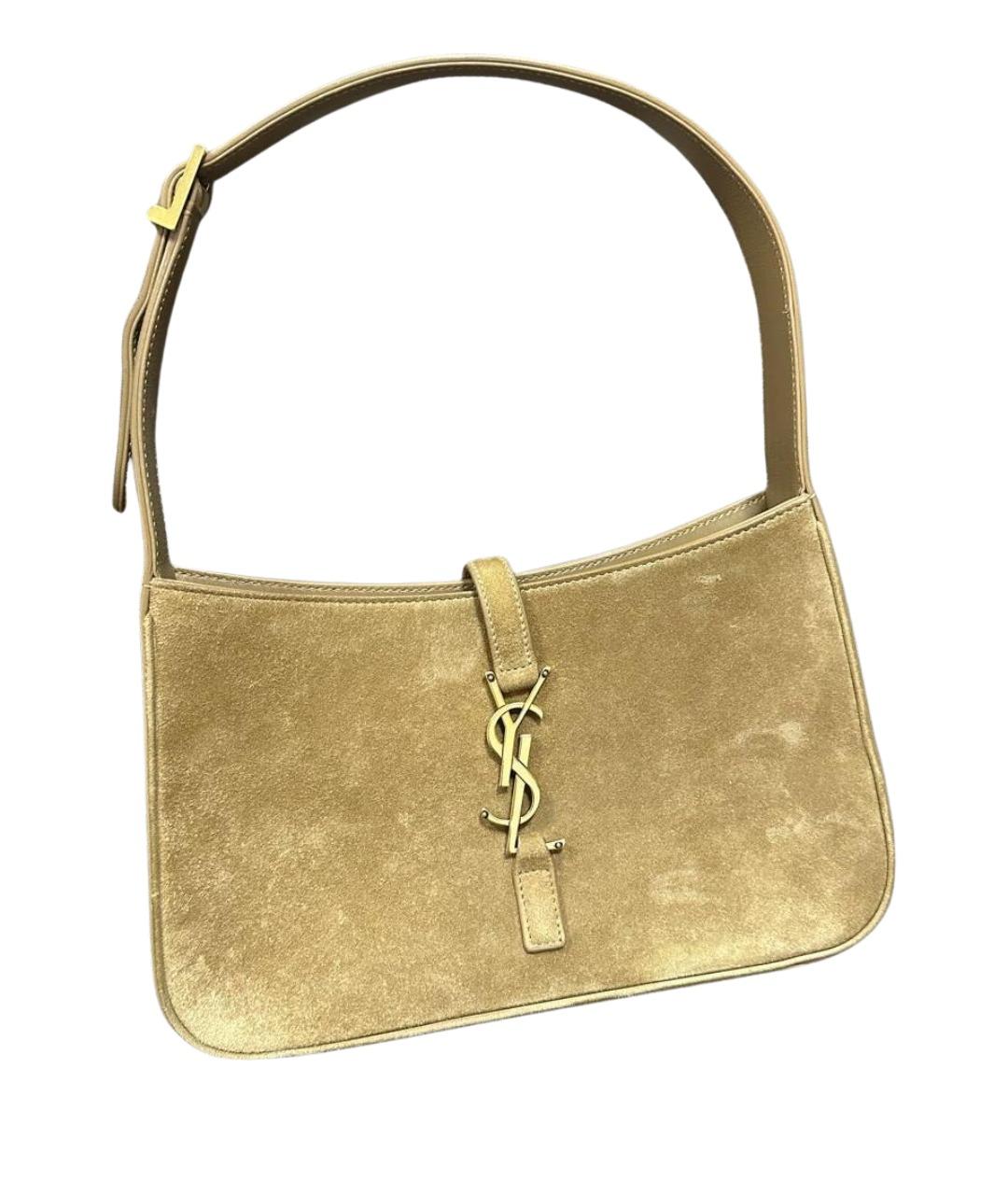 SAINT LAURENT Коричневая жаккардовая сумка с короткими ручками, фото 1