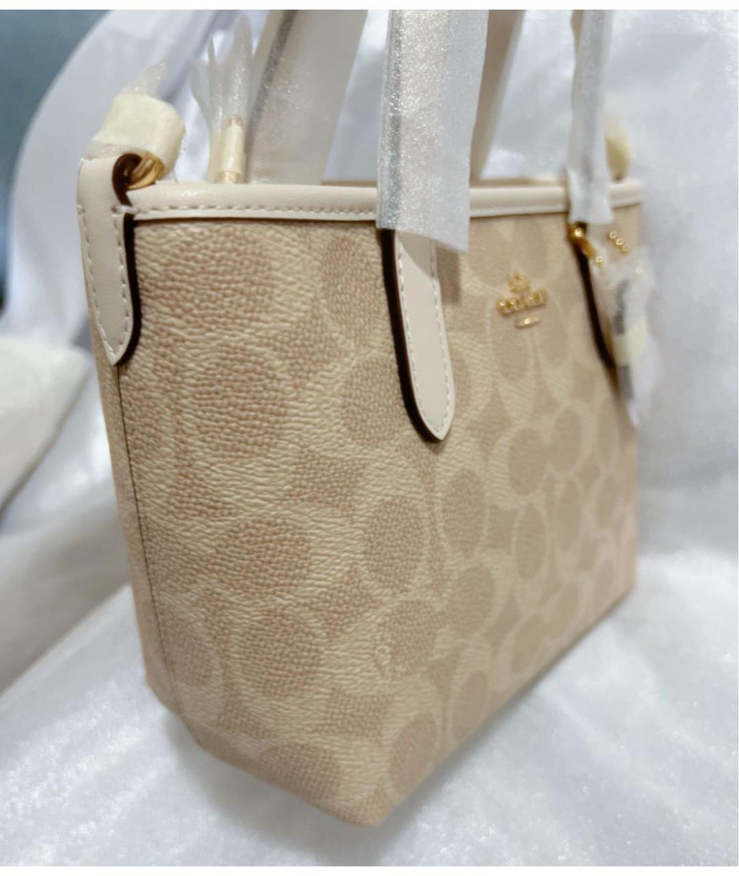 COACH Бежевая сумка с короткими ручками, фото 7