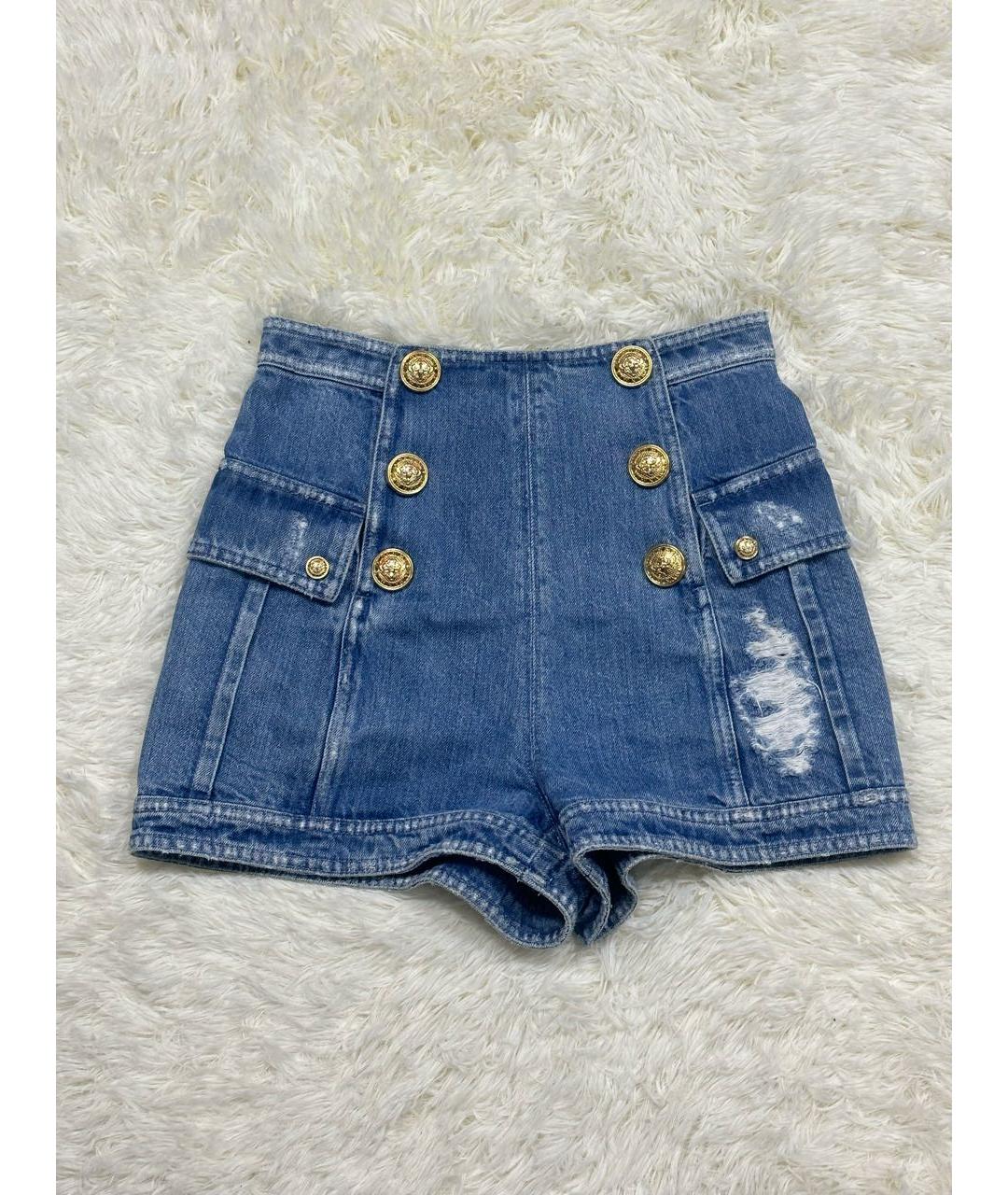 BALMAIN Голубые хлопковые шорты, фото 3