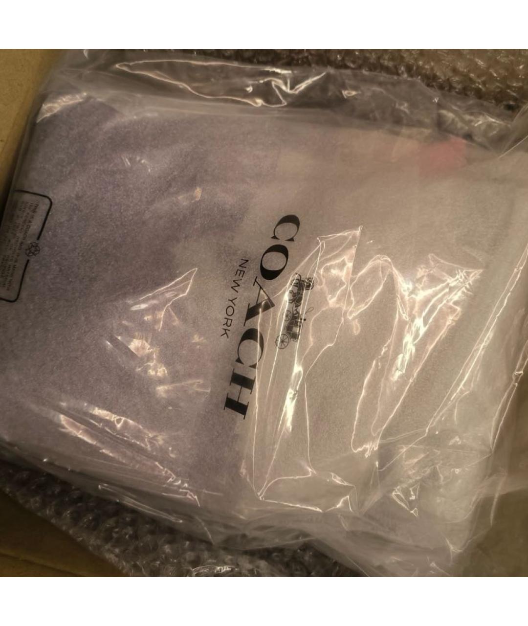 COACH Фиолетовая кожаная сумка с короткими ручками, фото 5