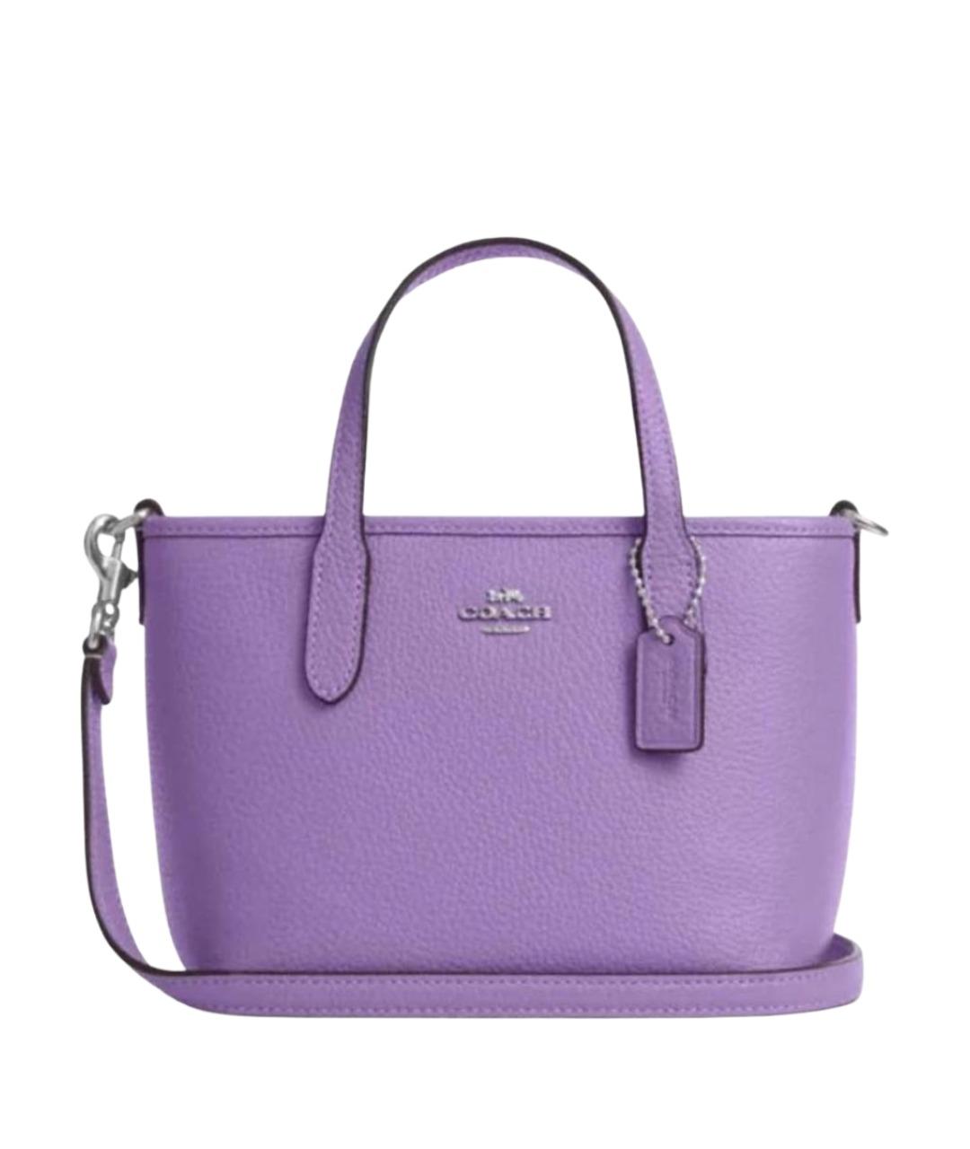 COACH Фиолетовая кожаная сумка с короткими ручками, фото 1